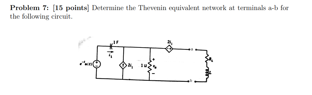 Solved Problem 7: [15 Points] Determine The Thevenin | Chegg.com