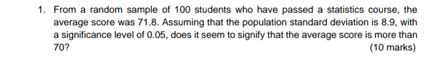Solved 1. From a random sample of 100 students who have | Chegg.com