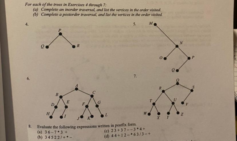 Solved For each of the trees in Exercises 4 through 7: (a) | Chegg.com