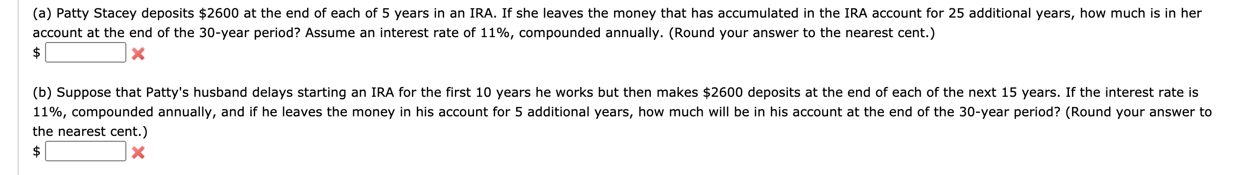 Solved (a) Patty Stacey deposits $2600 at the end of each of | Chegg.com