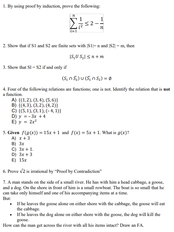 Solved By Using Proof By Induction, Prove The Following:Show | Chegg.com