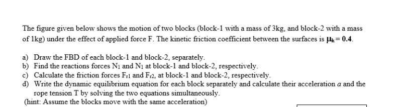 Solved The figure given below shows the motion of two blocks | Chegg.com