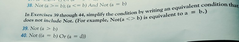 Solved 38. Not (a >= b); (a