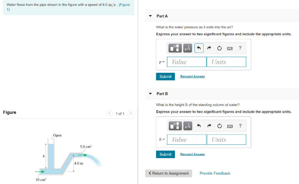 Solved Water flows from the pipe shown in the figure with a | Chegg.com