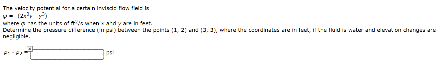 Solved The velocity potential for a certain inviscid flow | Chegg.com
