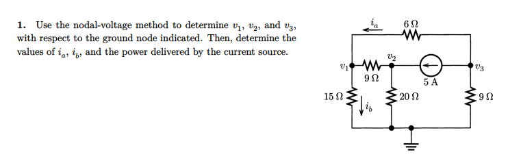 Solved Use the nodal-voltage method to determine v1,v2, ﻿and | Chegg.com