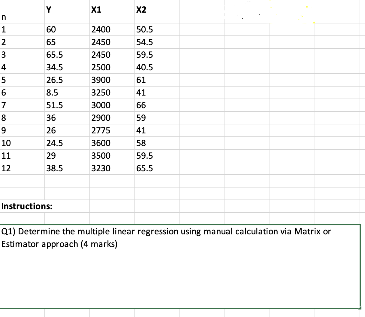 Solved Q1) Determine the multiple linear regression using | Chegg.com