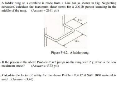 Solved A ladder rung on a combin is made from a 1 -in. bar | Chegg.com