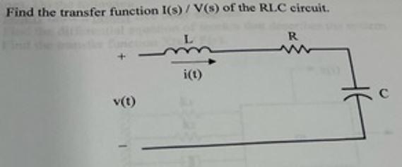 Solved Find the transfer function I(S) /V(s) of the RLC | Chegg.com