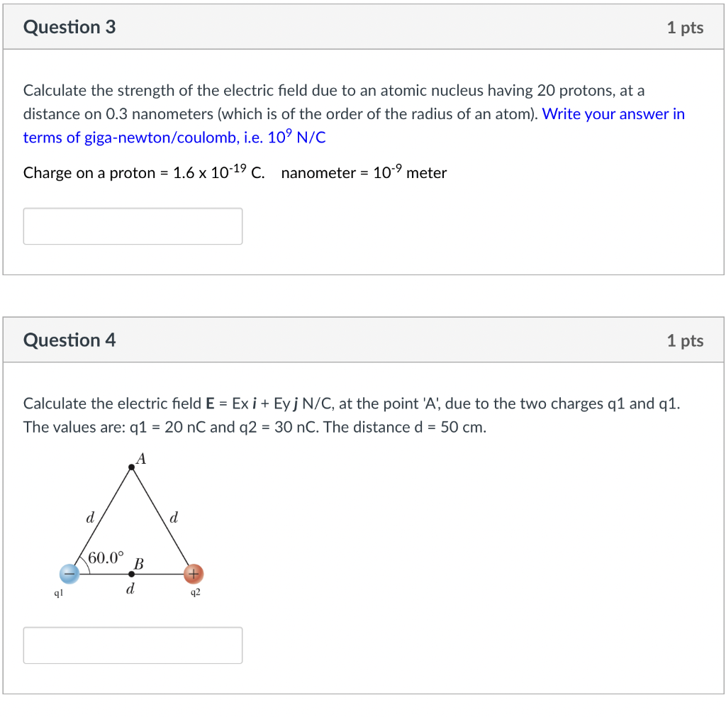 Solved Calculate the strength of the electric field due to