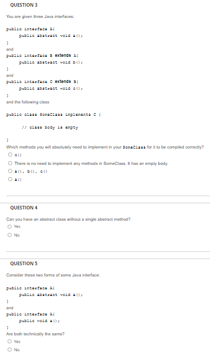 Solved QUESTION 3 You are given three Java interfaces: | Chegg.com