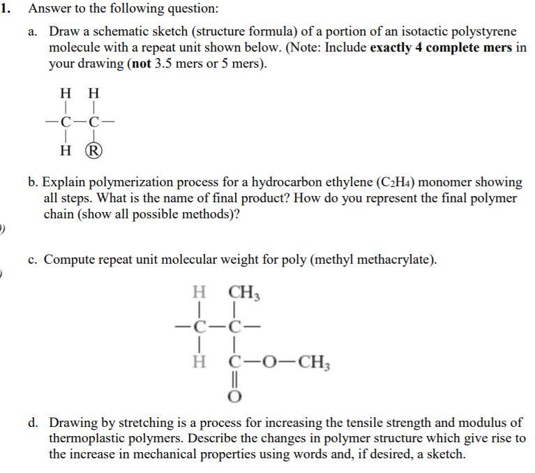 Solved 1. Answer to the following question a. Draw a Chegg