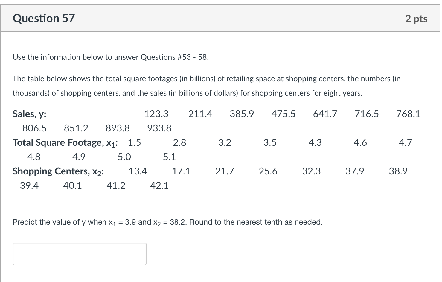 Solved Question 53 2 pts Use the information below to answer | Chegg.com