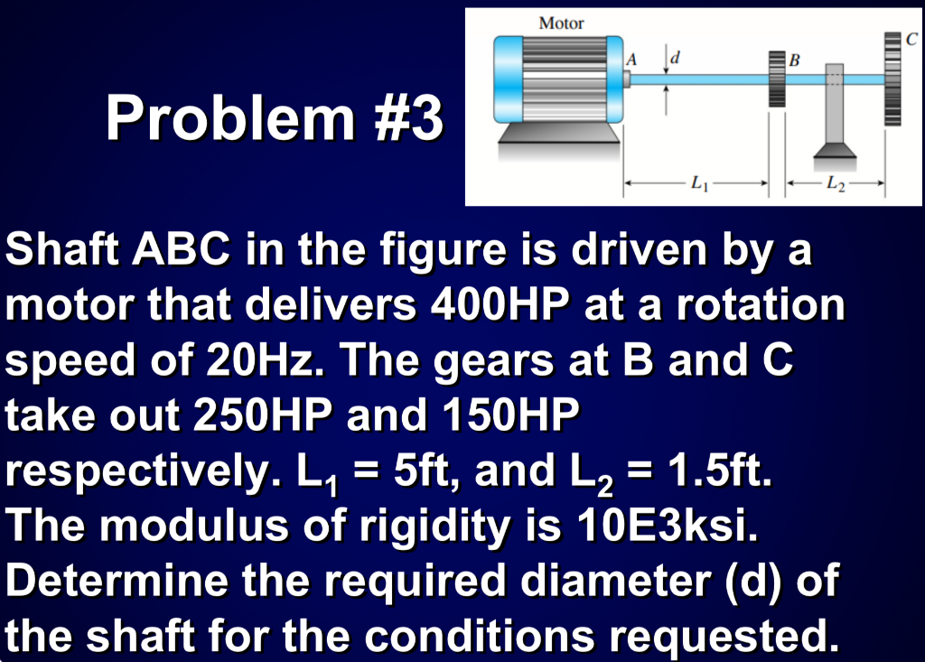 Solved Shaft ABC in the figure is driven by a motor that | Chegg.com