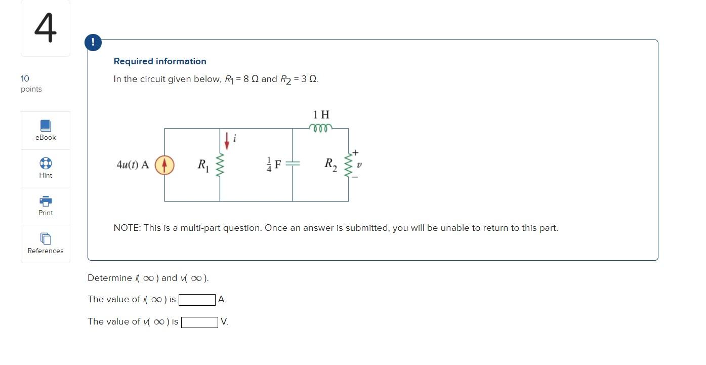Solved 4 Required information 10 points In the circuit given | Chegg.com