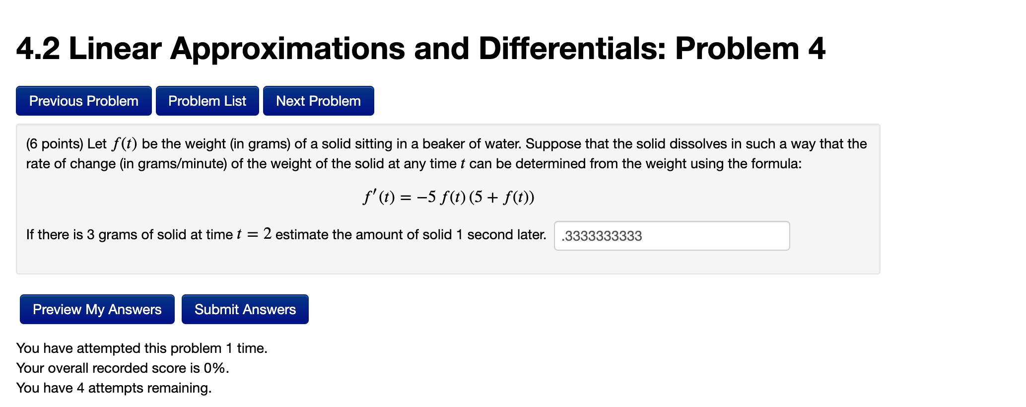 Solved 4.2 Linear Approximations and Differentials Problem