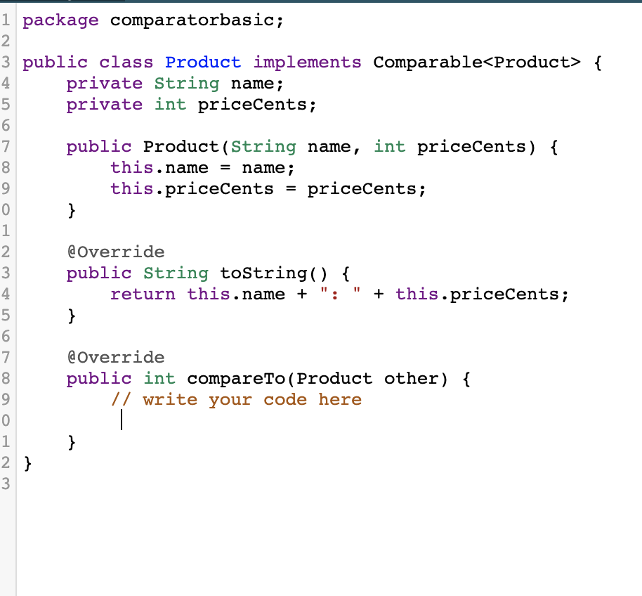 Solved Basic comparator method Implement the comparator | Chegg.com