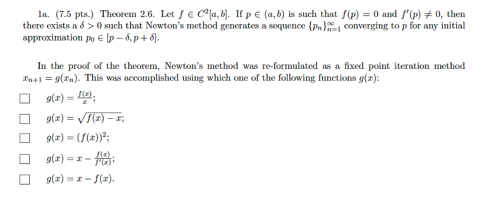 Solved la. (7.5 pts.) Theorem 2.6. Let S e C?[a,b]. If p E | Chegg.com