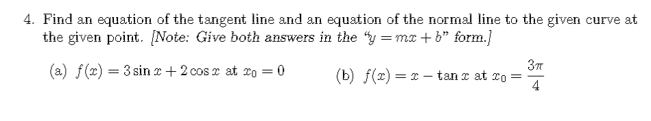 finding the equation of a tangent line at a given point