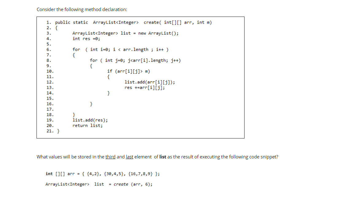 Solved Consider the following method declaration: 9. 1. | Chegg.com