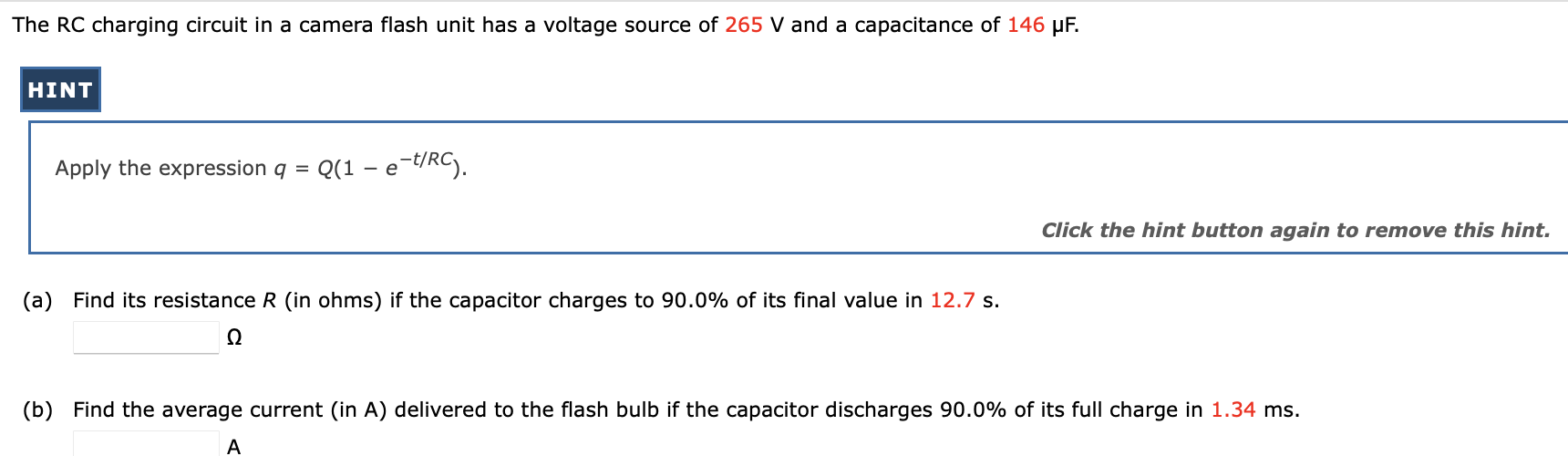Solved The RC charging circuit in a camera flash unit has a | Chegg.com