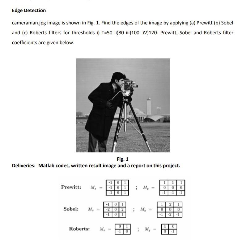 Solved Edge Detection cameraman.jpg image is shown in Fig.