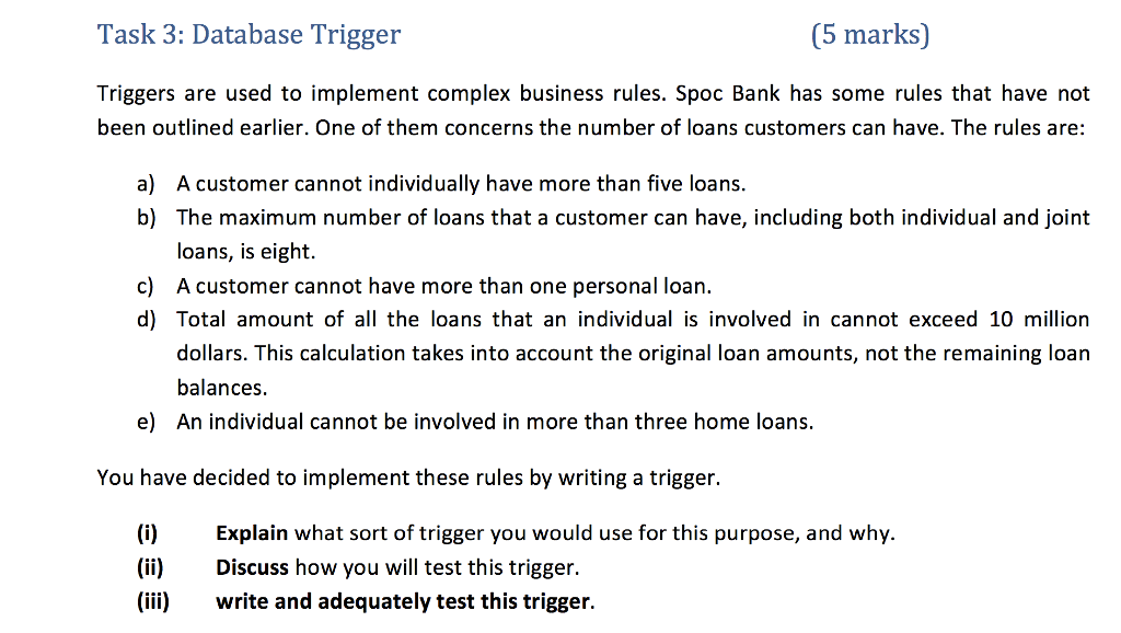Task 3: Database Trigger (5 marks) Triggers are used | Chegg.com