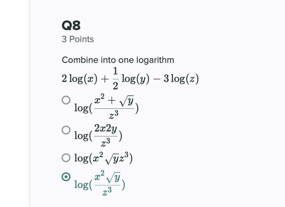 Solved Combine into one logarithm