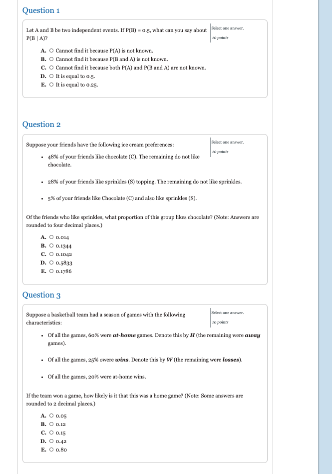 Solved Question 1 Let A And B Be Two Independent Events Chegg Com