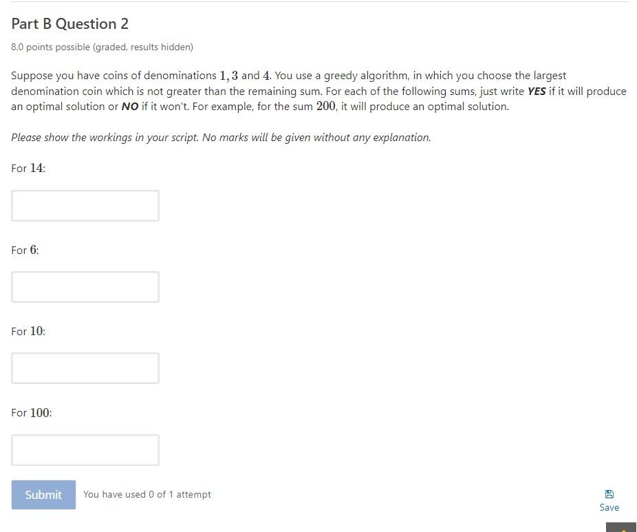 Solved Part B Question 2 8.0 Points Possible (graded, | Chegg.com