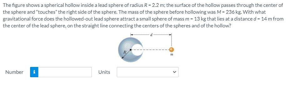 Solved The figure shows a spherical hollow inside a lead | Chegg.com