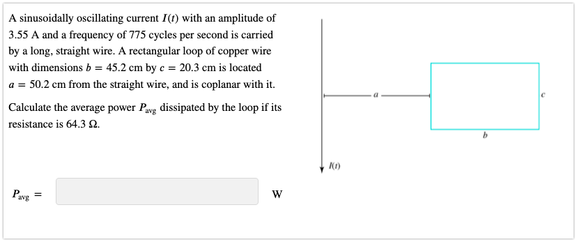 Solved A sinusoidally oscillating current I(t) with an | Chegg.com