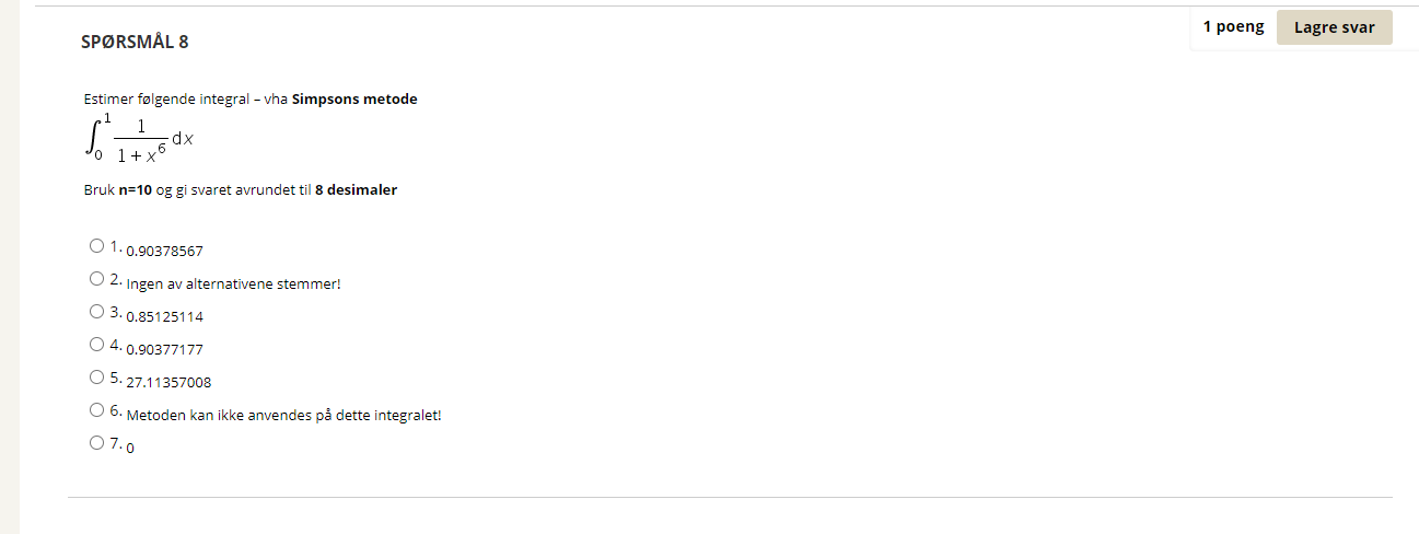 Solved Estimate the following integral - using Simpson's | Chegg.com