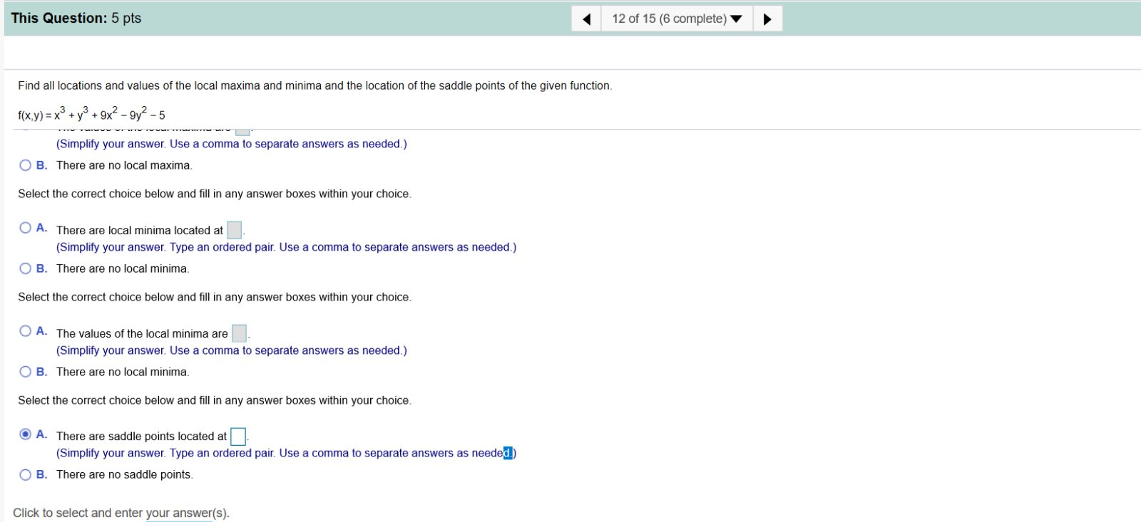 Solved This Question: 5 pts 12 of 15 (6 complete) Find all | Chegg.com