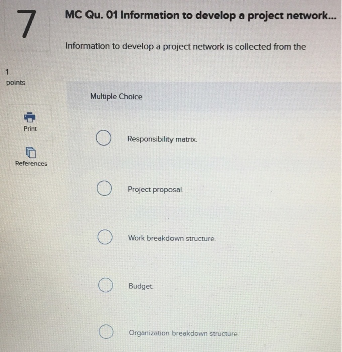 Solved MC Qu. 01 Information to develop a project network... | Chegg.com