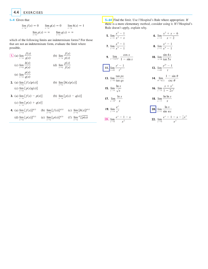 4.4 EXERCISES 1-4 Given that 5-64 Find the limit. Use | Chegg.com