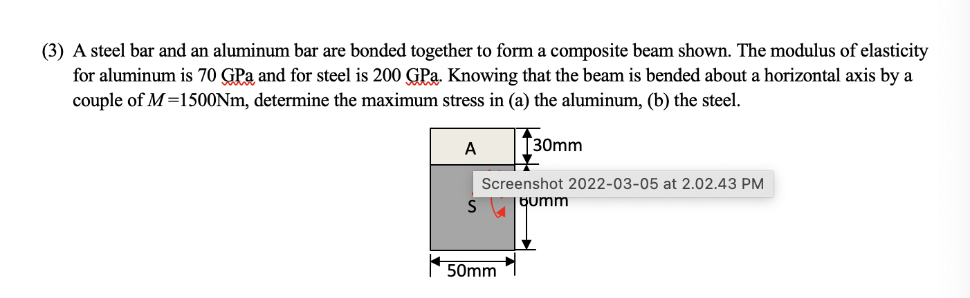 Solved (3) A Steel Bar And An Aluminum Bar Are Bonded | Chegg.com