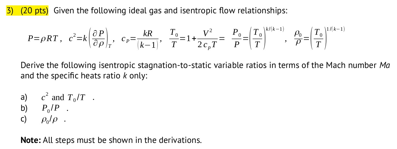 Isentropic Flow Relationships