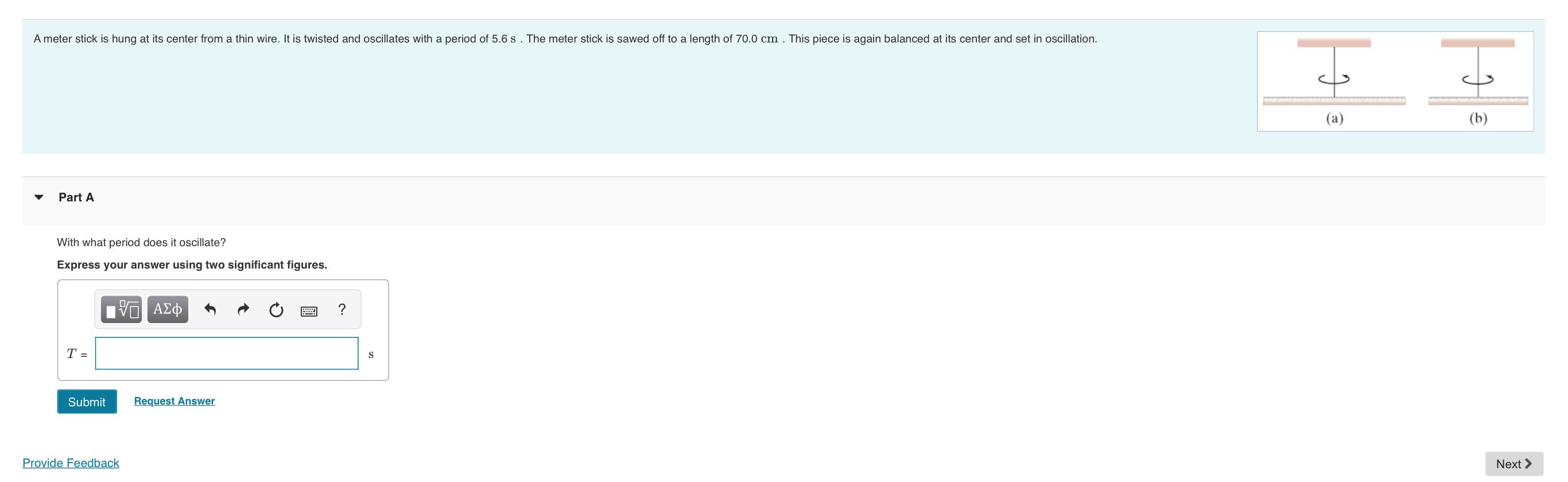 Solved A meter stick is hung at its center from a thin wire.