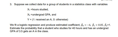Solved 3. Suppose we collect data for a group of students in | Chegg.com