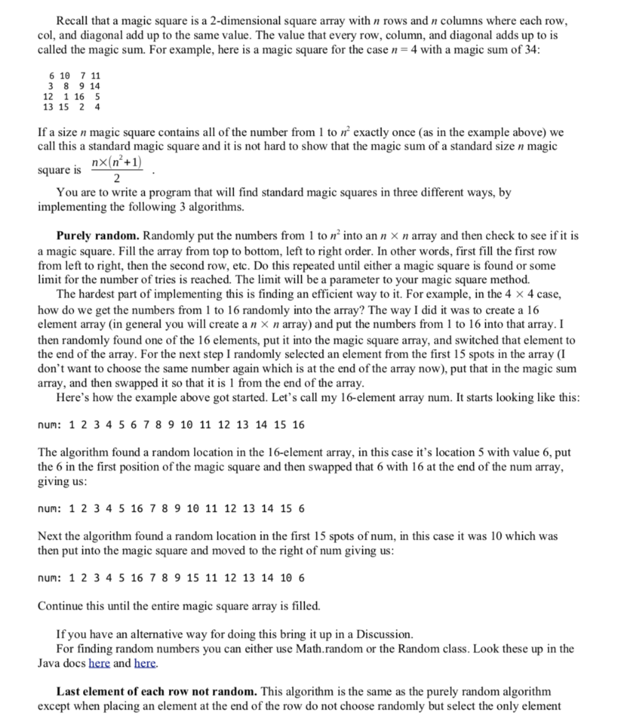 Solved Recall that a magic square is a 2-dimensional square | Chegg.com