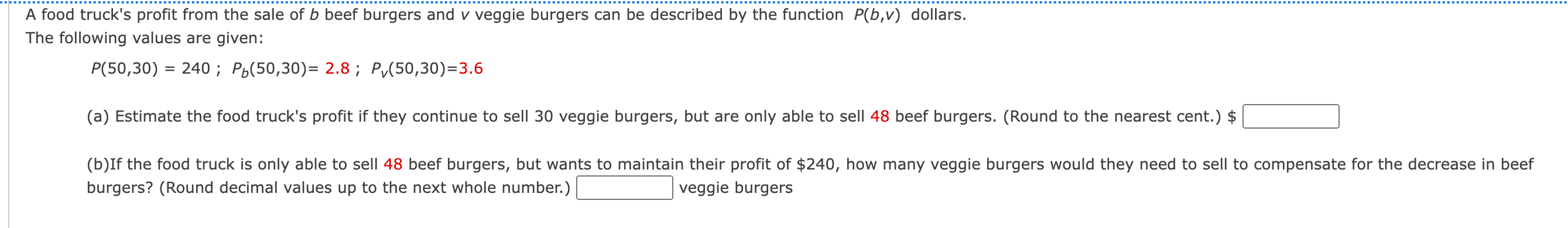 Solved A Food Truck's Profit From The Sale Of B Beef Burgers | Chegg.com