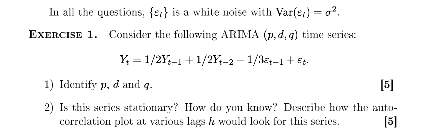 Solved In all the questions, {et} is a white noise with | Chegg.com