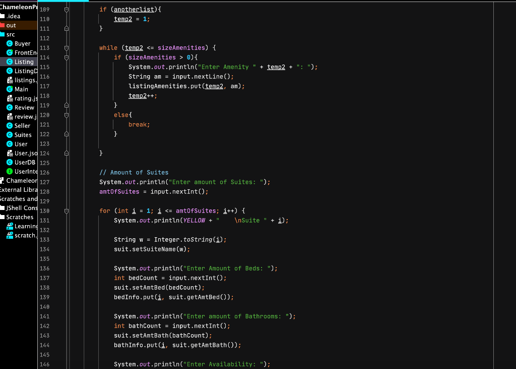 Solved My nested for loop (lines 130) and while loop (113) | Chegg.com