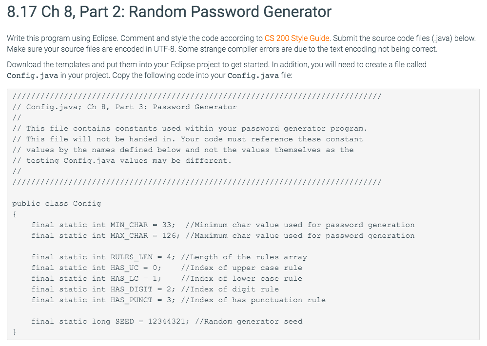 8.17 Ch 8, Part 2: Random Password Write | Chegg.com