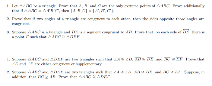 Solved 1. Let AABC be a triangle. Prove that A, B, and C are | Chegg.com