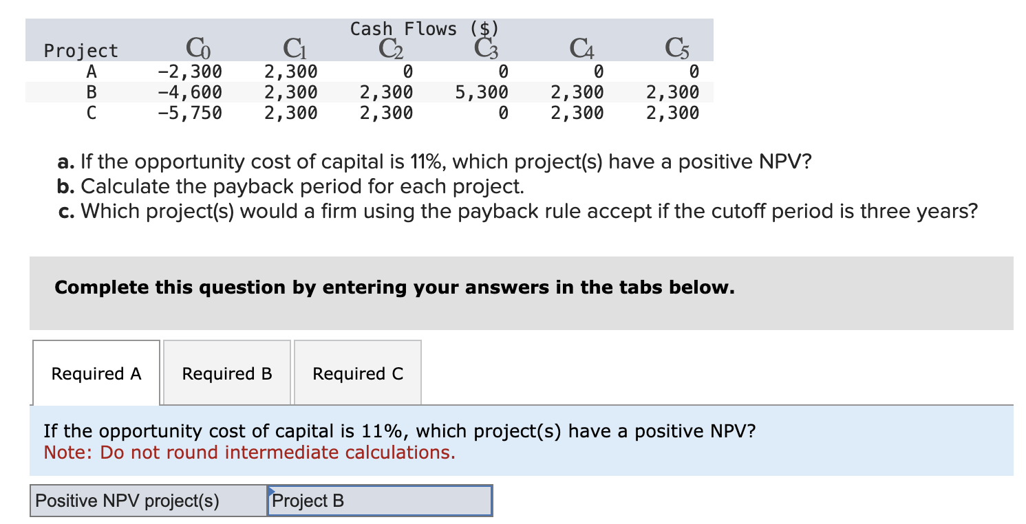 Solved A. If The Opportunity Cost Of Capital Is 11%, Which | Chegg.com