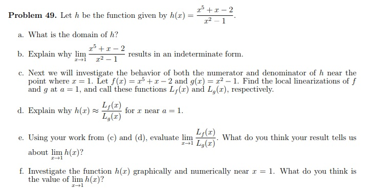 Solved Problem 49. Let h be the function given by h(x) - a. | Chegg.com