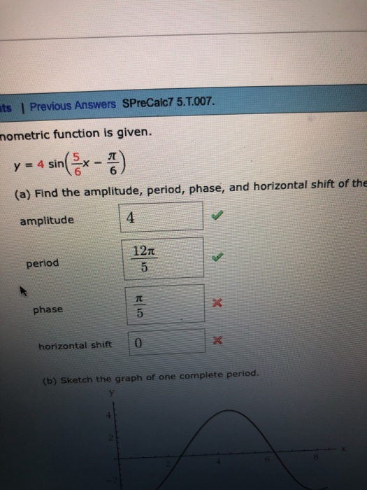 Solved Ts Previous Answers SPreCalc7 5 T 007 Nometric Chegg
