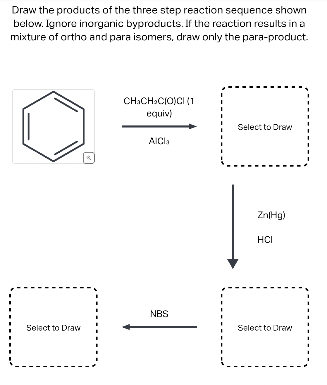 Solved Draw the products of the three step reaction sequence | Chegg.com